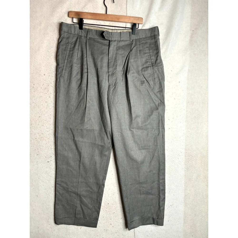 Angelico Biella Dress Pants Men 36 Gray Wool Rolled Hem Straight Business Formal